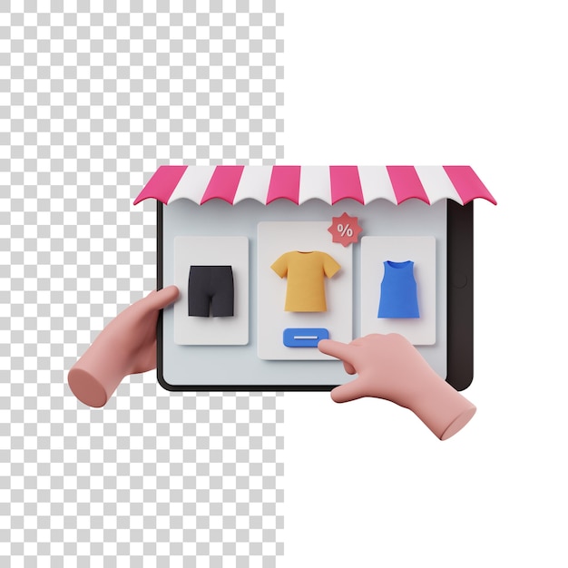 Zakupy na tablecie ilustracja 3D