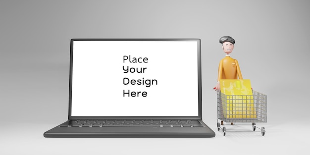 Zakupy online i dostawa koncepcja renderowania na białym tle