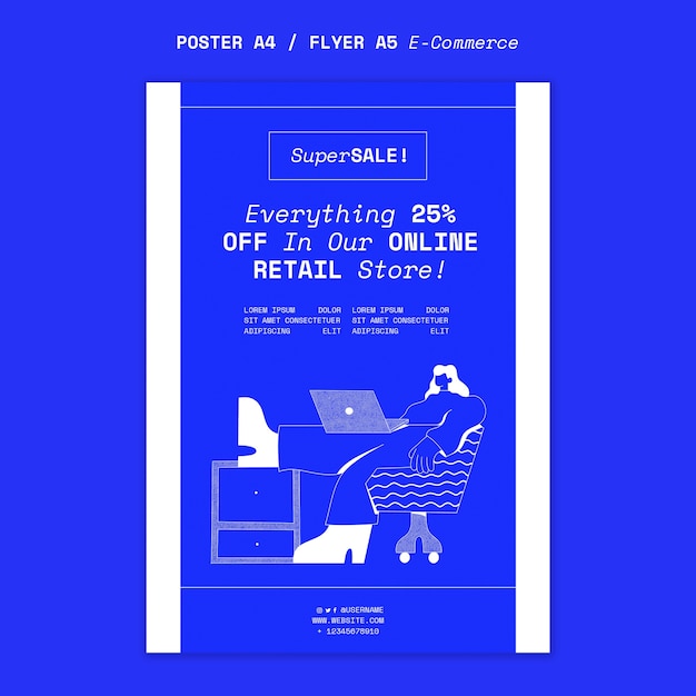 PSD zakupy online i szablon pionowego plakatu e-commerce