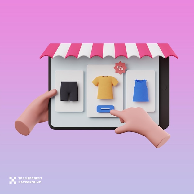 Zakupy PSD na tabletie 3D Ilustracja