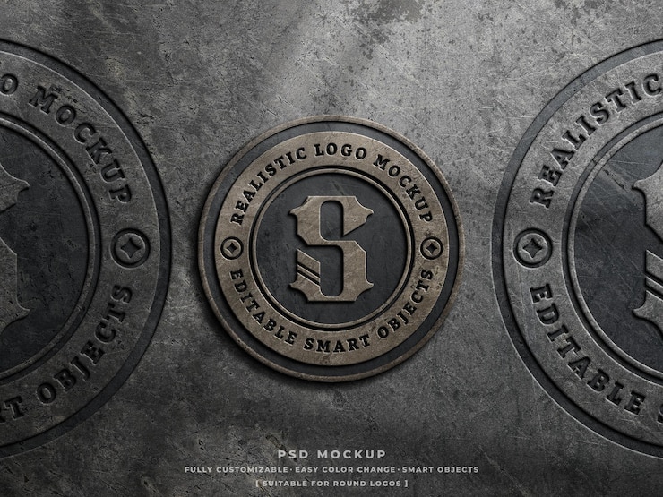 PSD zakurzony beton logo makieta na szorstkiej ścianie vintage grawerowane logo makieta