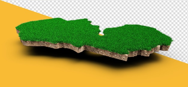 PSD zambia kaart bodem land geologie dwarsdoorsnede met groen gras en rotsgrond textuur 3d illustratie