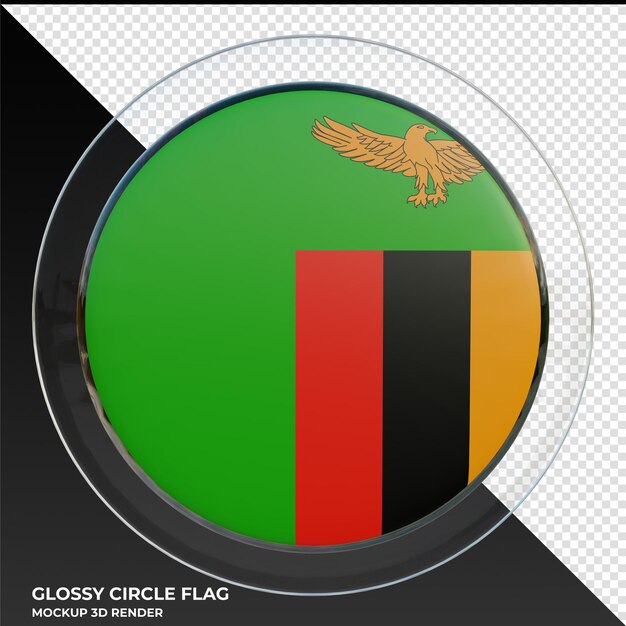 PSD zambia realistische 3d getextureerde glanzende cirkel vlag