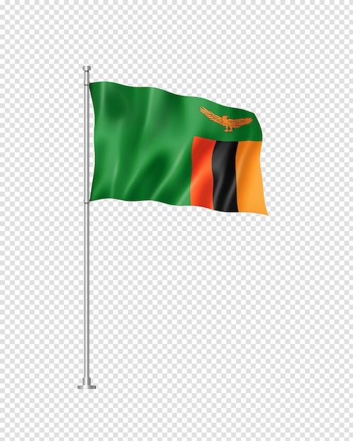 Zambiaanse vlag geïsoleerd op wit