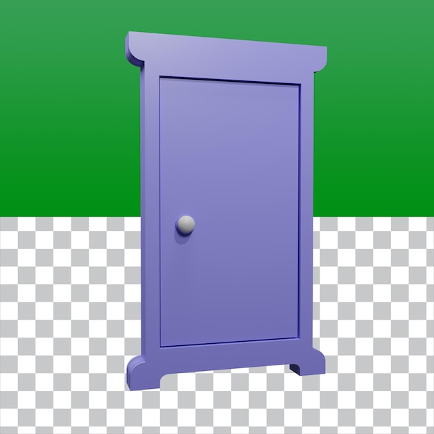 Zamknij drzwi kreskówka 3D render na białym tle