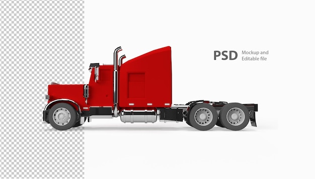 PSD zamknij się na ciężarówce w renderowaniu 3d na białym tle