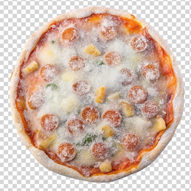 PSD zamrożona pizza izolowana na przezroczystym tle