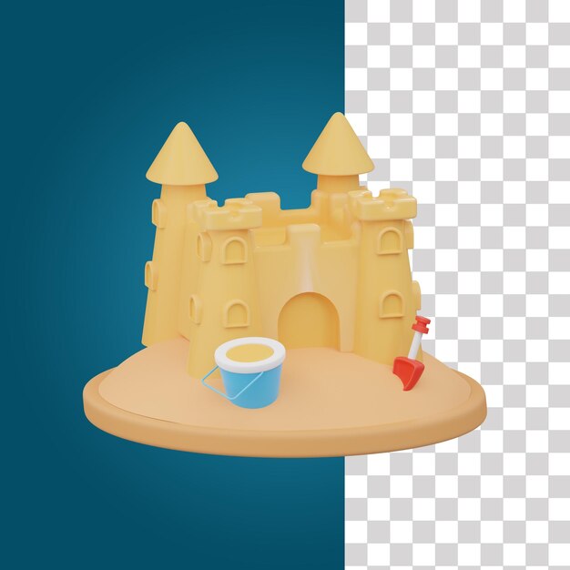 PSD zandkasteel 3d-pictogram 3