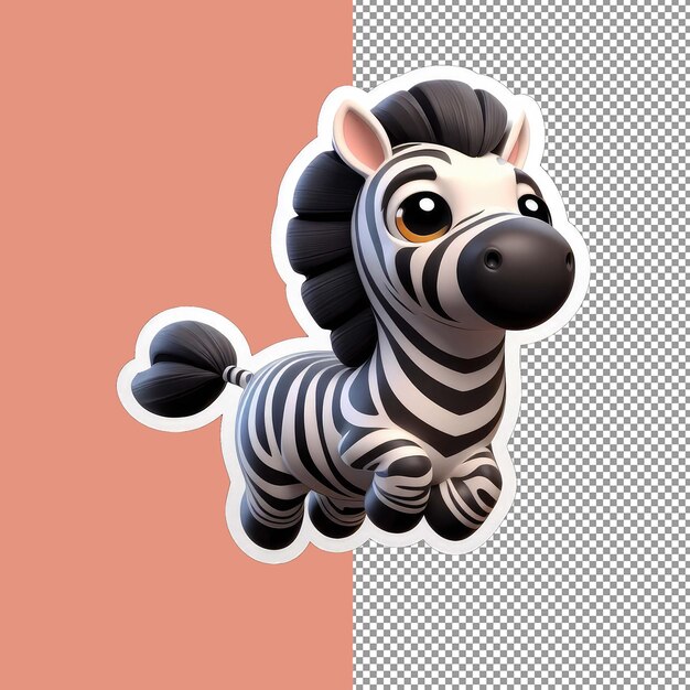 PSD zany zebra foal png sticker