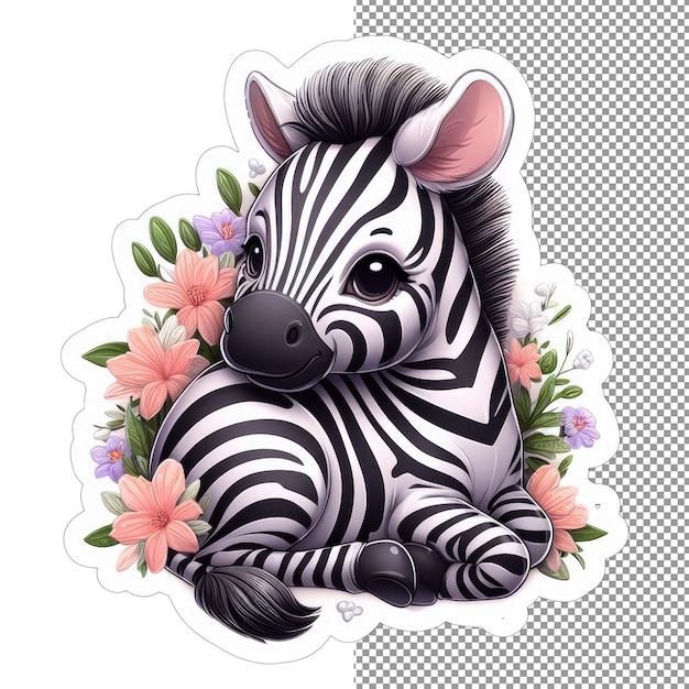 PSD Наклейка zany zebra foal png