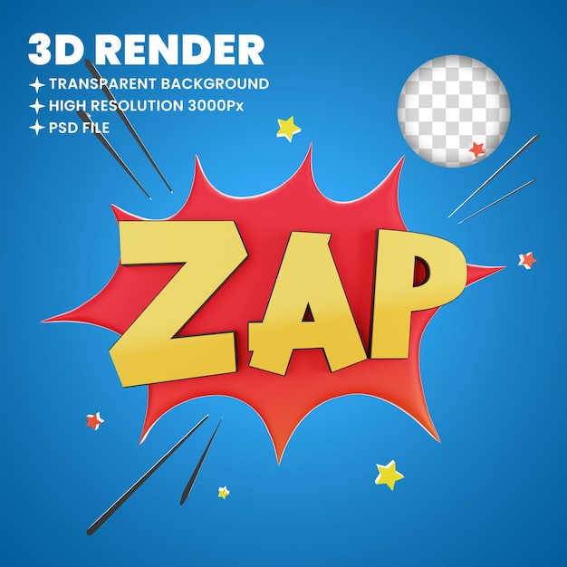 zap 3d illustration text comic