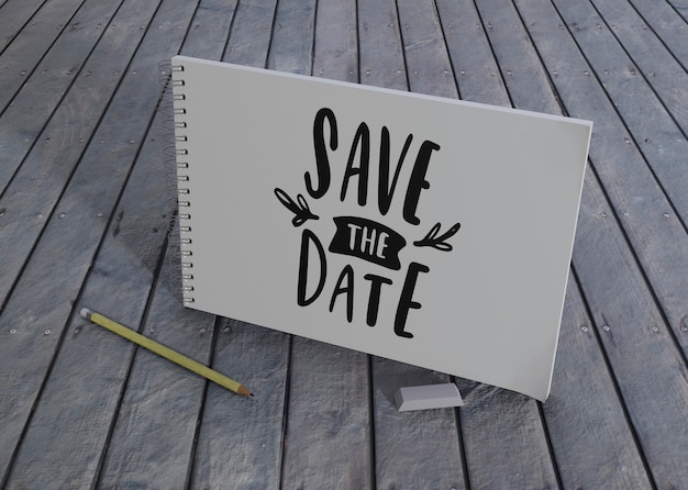 PSD zapisz datę ślubu zaproszenia na drewniane tła