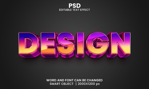 Zaprojektuj nowoczesny 3d edytowalny efekt tekstowy Premium Psd z tłem