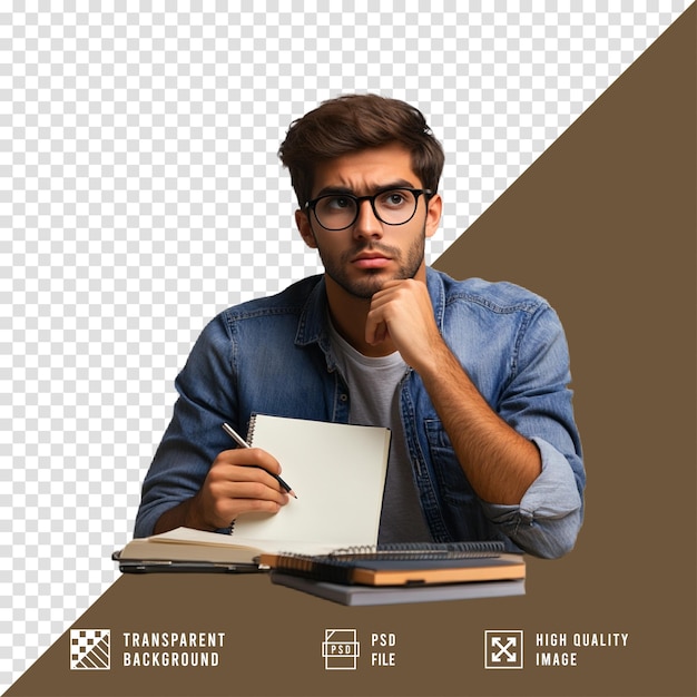 Zastanawiający się student studiuje