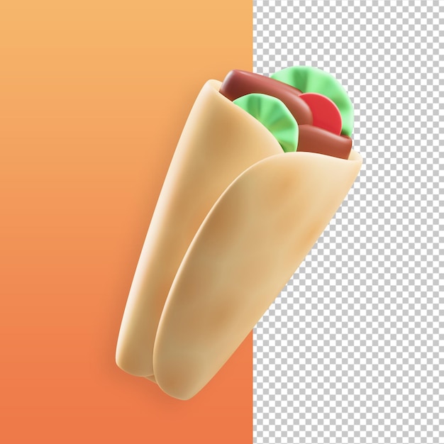 Zawijać Kebab Ilustrację 3d