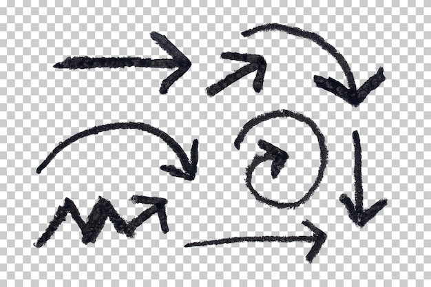 Zbiór ręcznie narysowanych strzałek i diagramów dla różnych pojęć