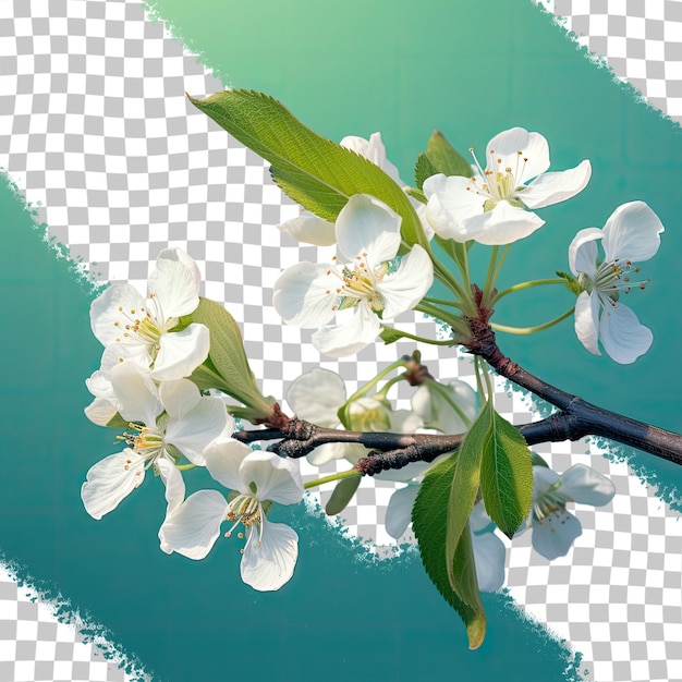 PSD zbliżenie białych kwiatów wiosną na jabłoni