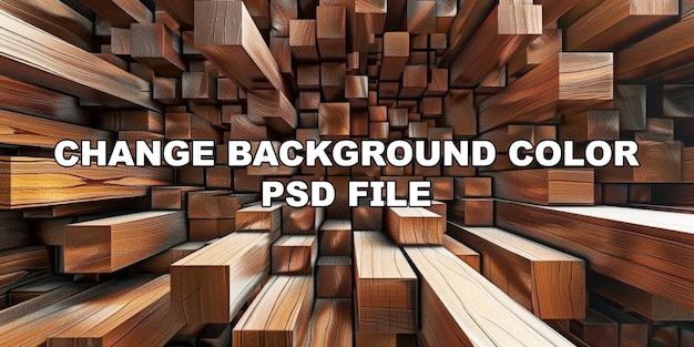 PSD zbliżenie drewnianych bloków z dużą ilością szczegółów w tle