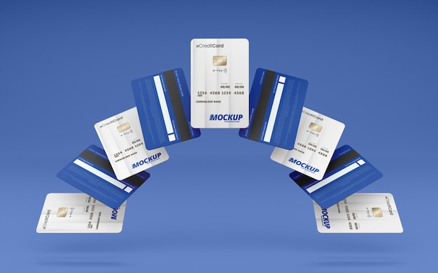 PSD zbliżenie na makieta karty kredytowej