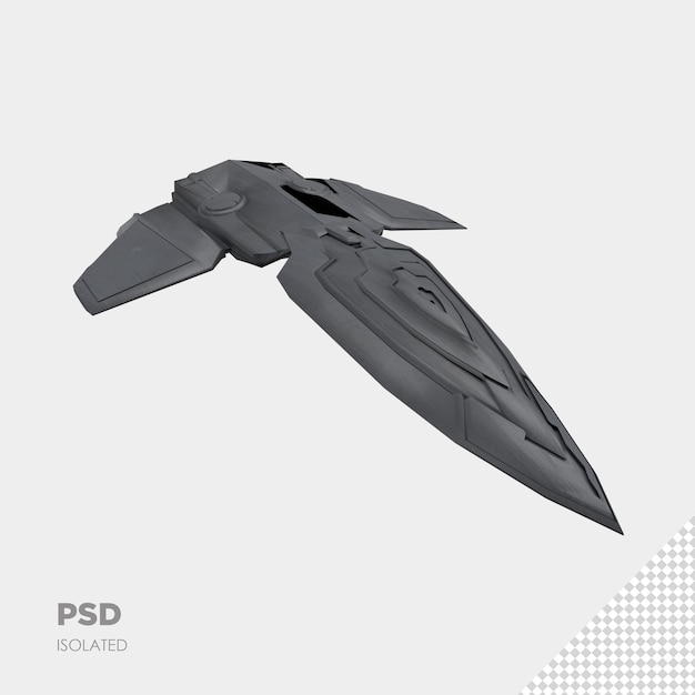 PSD zbliżenie na statek kosmiczny 3d na białym tle premium psd