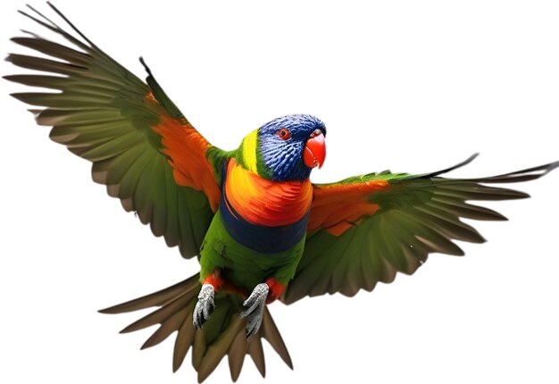 PSD zbliżone zdjęcie ptaka rainbow lorikeet.
