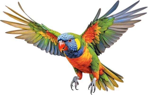 PSD zbliżone zdjęcie ptaka rainbow lorikeet.