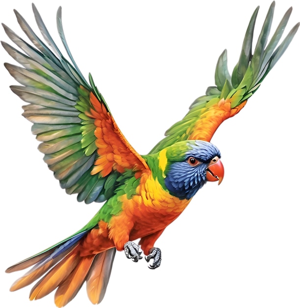 PSD zbliżone zdjęcie ptaka rainbow lorikeet.