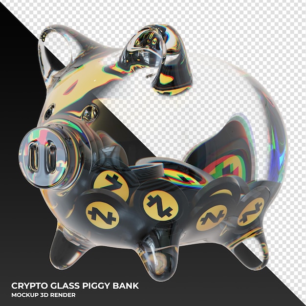 Zcash zec moneta in vetro trasparente salvadanaio 3d rendering