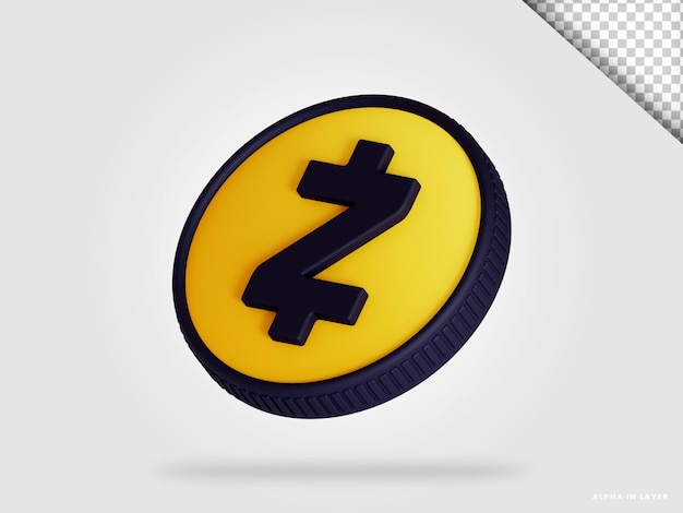 PSD zcash zec cryptocurrency coin 3d rendering isolated