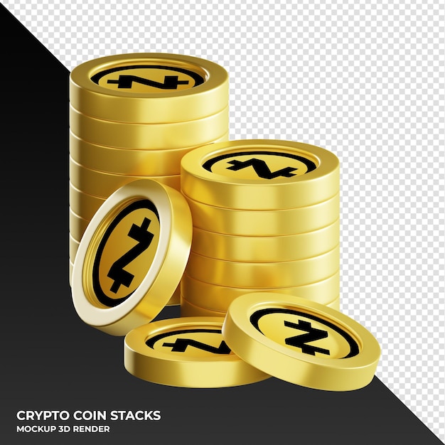 PSD zcash zec munt stapelt cryptocurrency 3d render illustratie