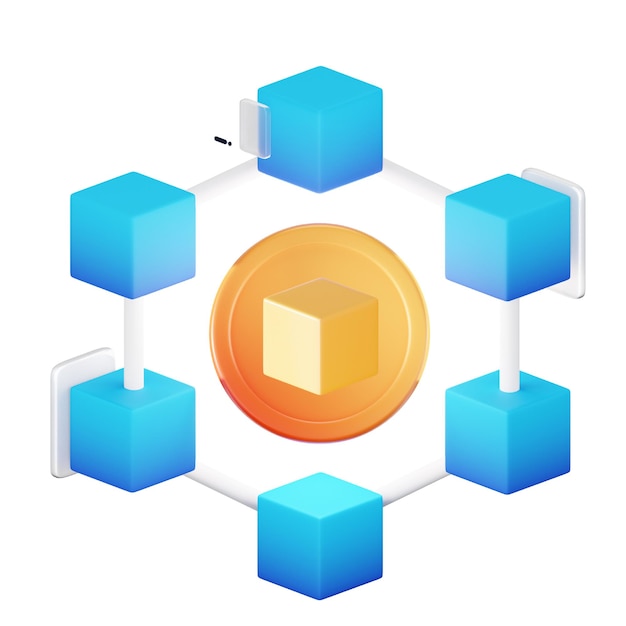 PSD zdecentralizowana ikona 3d nft dla niezamiennego tokena