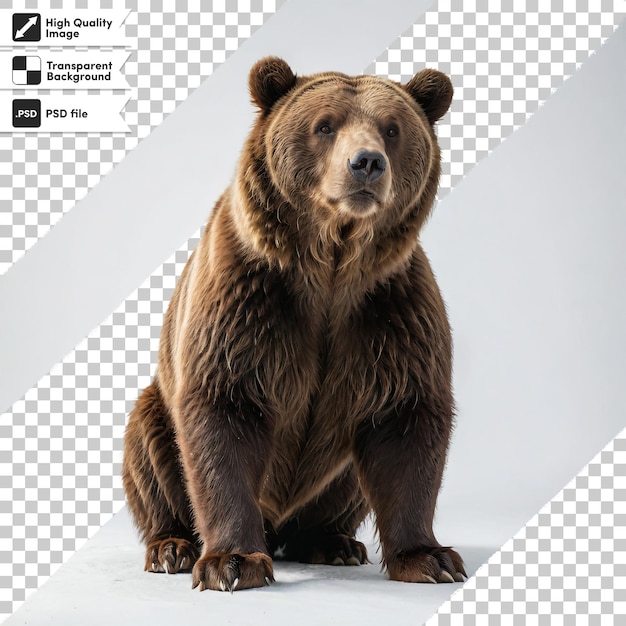 PSD zdjęcie brązowego niedźwiedzia z etykietą z napisem 