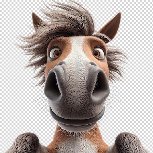 PSD zdjęcie konia z suszarką do włosów