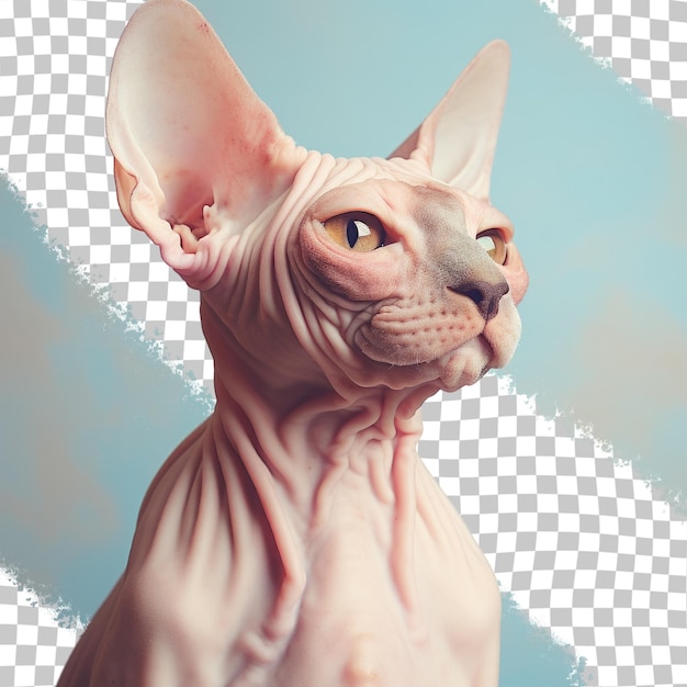 PSD zdjęcie kota z różowym nosem i białym tłem.