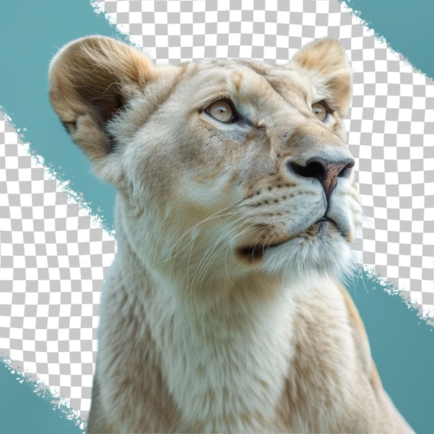 PSD zdjęcie lwicy na niebieskim tle