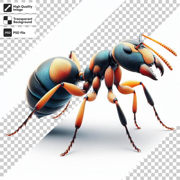 PSD zdjęcie mrówki z słowami 