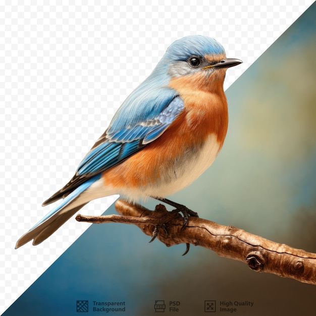 PSD zdjęcie niebieskiego ptaka na niebieskim tle z wizerunkiem niebieskiego ptaka.