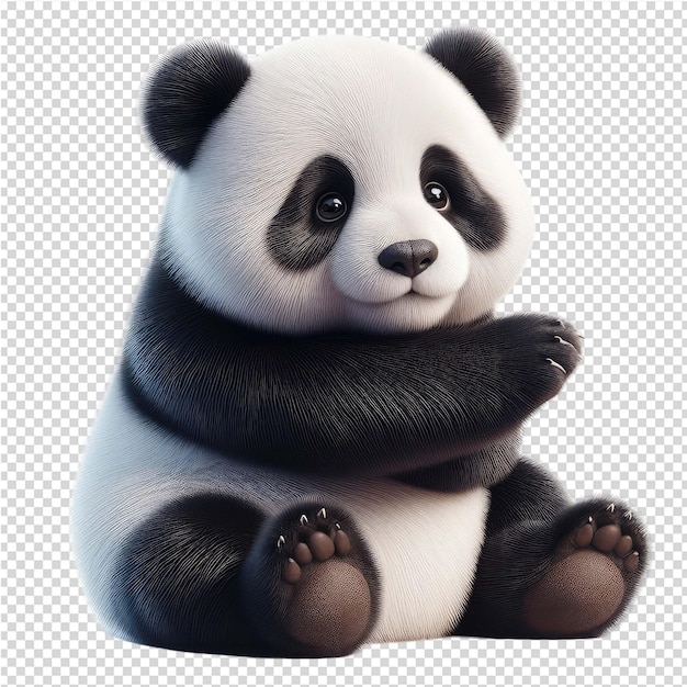 PSD zdjęcie niedźwiedzia pandy z czarnym nosem i łapami