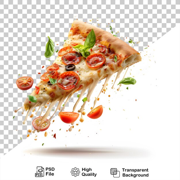 PSD zdjęcie pizzy z pomidorami i bazyliką na przezroczystym tle