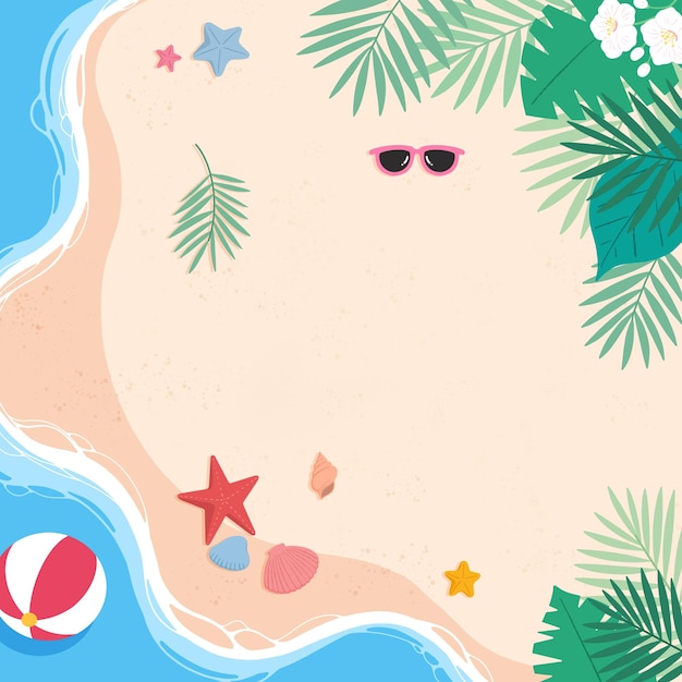 zdjęcie plaży z drzewami palmowymi i sceną plażową