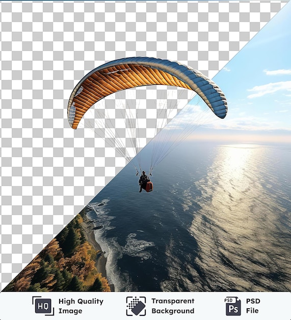 PSD zdjęcie psd 3d paraglider latający nad wybrzeżem