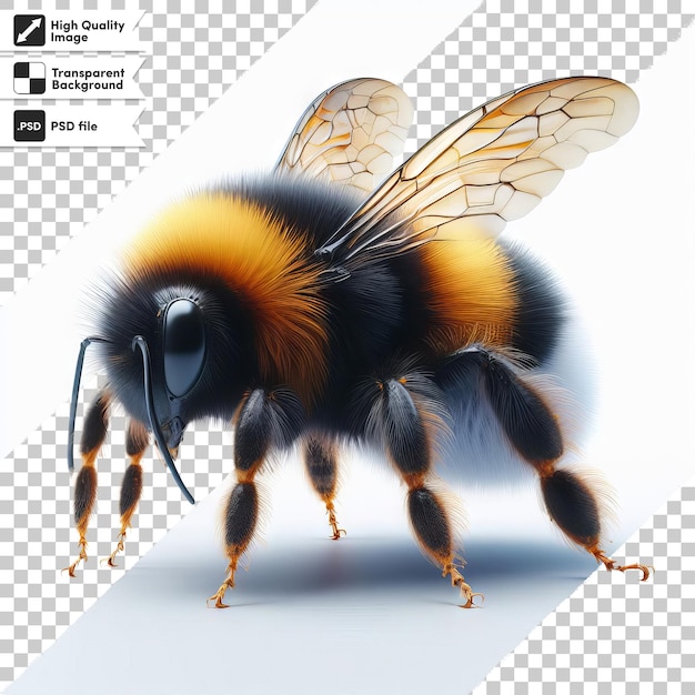 PSD zdjęcie pszczoły z słowami bumblebee na niej