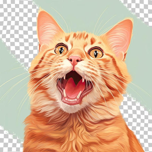 PSD zdjęcie rudego pręgowanego kota pielęgnującego się na przezroczystym tle