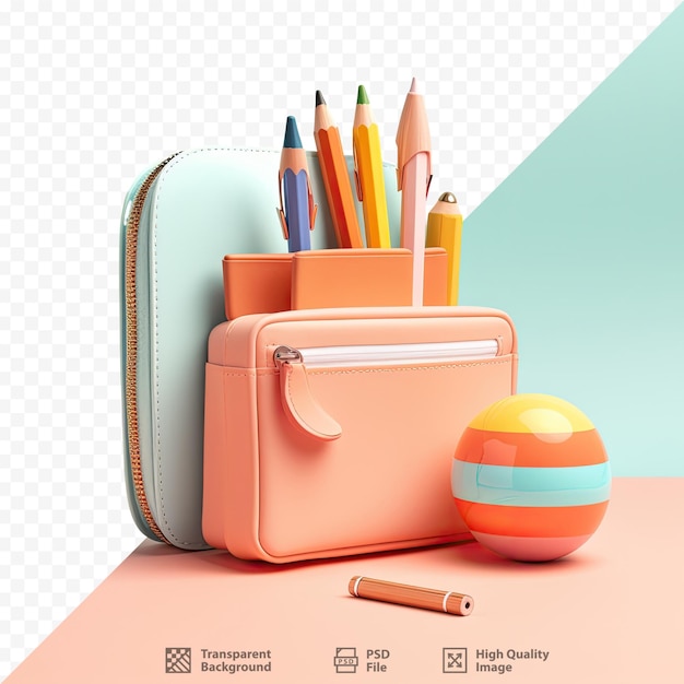 PSD zdjęcie torby z ołówkiem i ołówkiem.