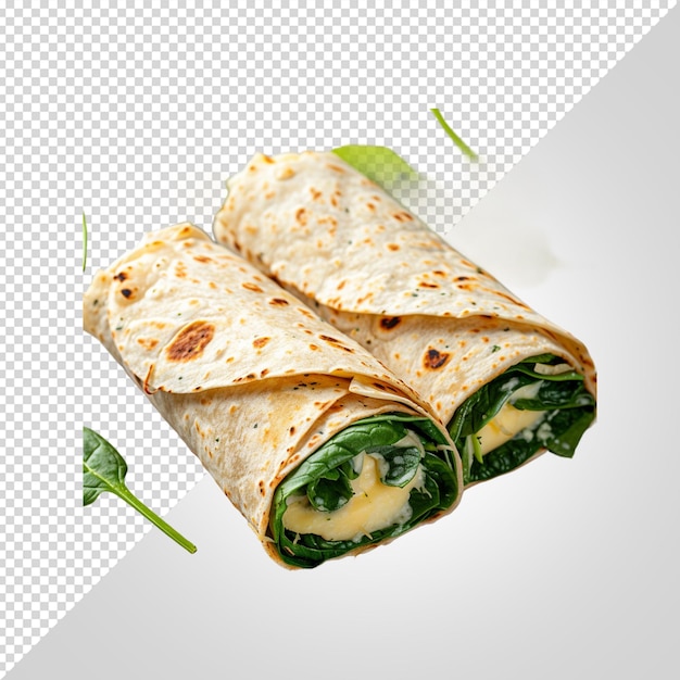 PSD zdjęcie tortilli z liściastym liściem na niej
