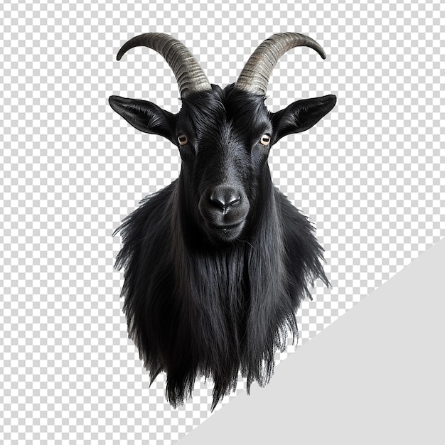 PSD zdjęcie twarzy kozy wyizolowane na przezroczystym tle
