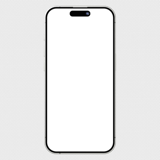 Zdjęcie z przedniej strony białego smartfonu lub telefonu komórkowego bez tła Szablon do makiety
