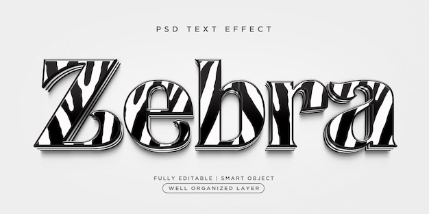 Zebra 3d style text effect