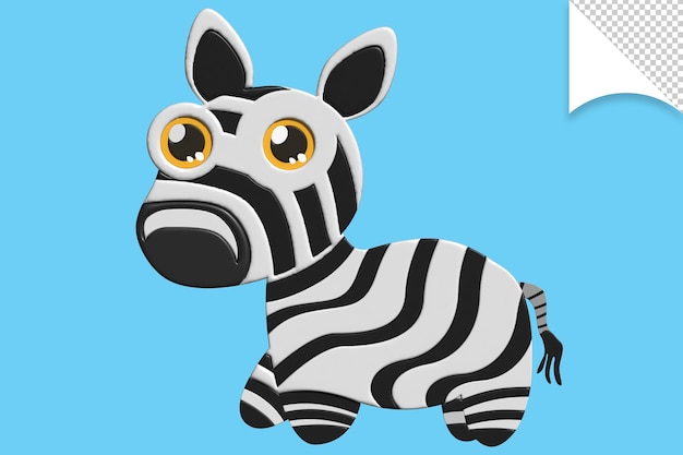 PSD zebra horse animal cartoon in pastel colors 3d rendering