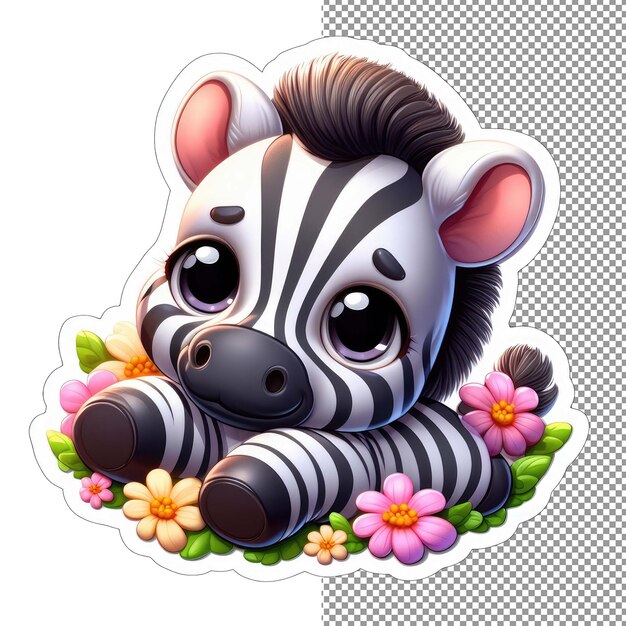 PSD zebra in bloei bloemframe beauty sticker